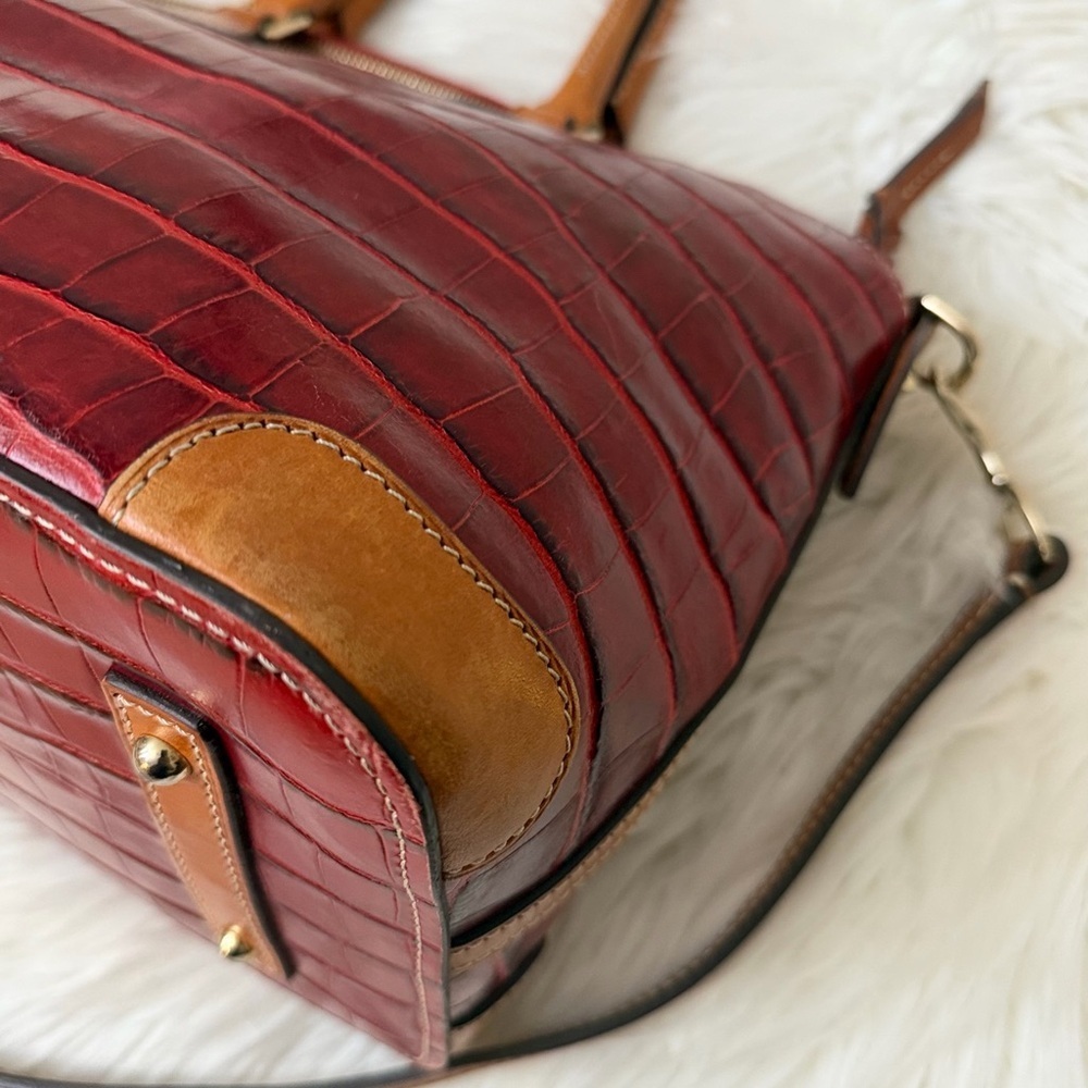 Dooney & Bourke Red Crocodile-Embossed Satchel - Picture 8 of 12